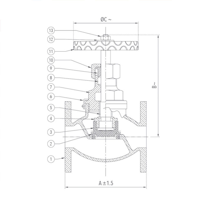 Bronze Globe Steam Stop Valve Flanged TSV Eximp Pvt Ltd