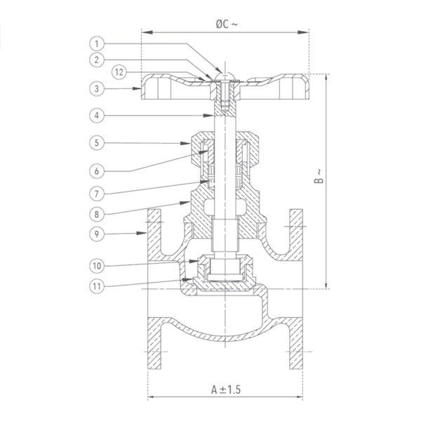 Bronze Globe Valve No.8 (Flanged) - Image 2