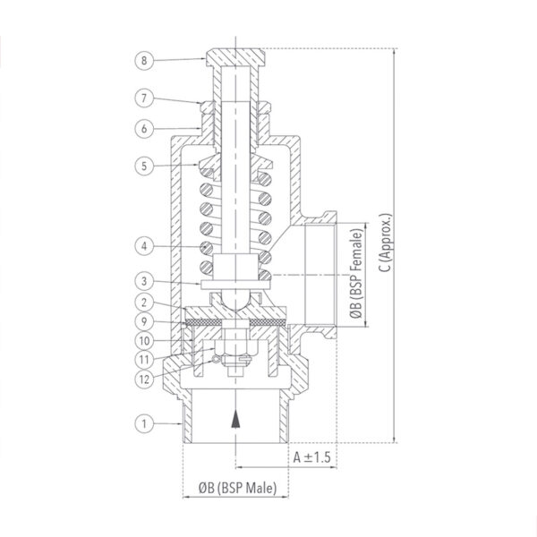 zoloto Bronze Spring Loaded Safety Relief Valve, Enclosed Discharge (Screwed)